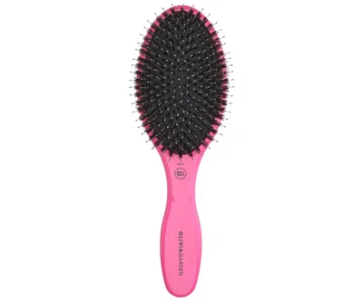 Oválný kartáč na vlasy s kančími a nylonovými štětinami Olivia Garden Expert Care Oval - růžový + dárek zdarma