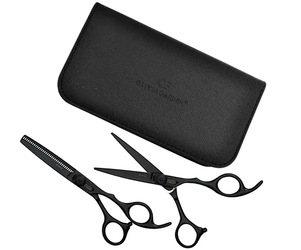 Sada kadeřnických nůžek 5,75" a efilačních nůžek 6,35" Olivia Garden Xtreme(TM) Matt Black Edition (XTB575/635) + dárek zdarma