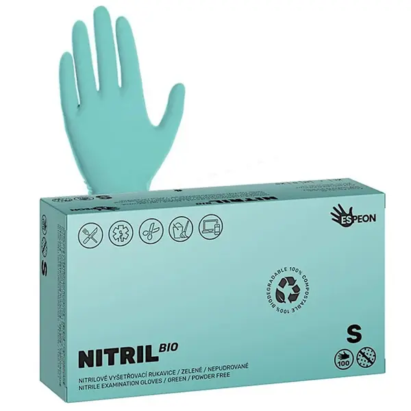 Ekologické nitrilové rukavice Espeon Nitril Bio - 100 ks, zelené, velikost S (100095) + dárek zdarma
