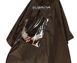 Kadeřnická pláštěnka na barvení s průhledným oknem Subrina Professional - černá (472925) + dárek zdarma