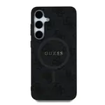 Zadní kryt Guess PU Leather 4G Colored Ring MagSafe pro Samsung Galaxy S25, černá