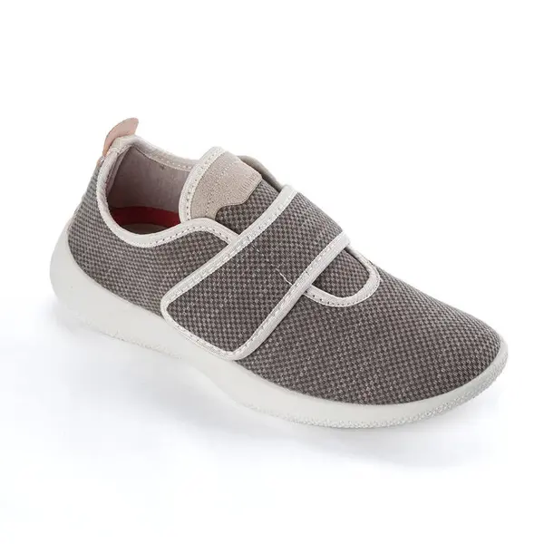 Dámské ortopedické tenisky na suchý zip béžově žíhané