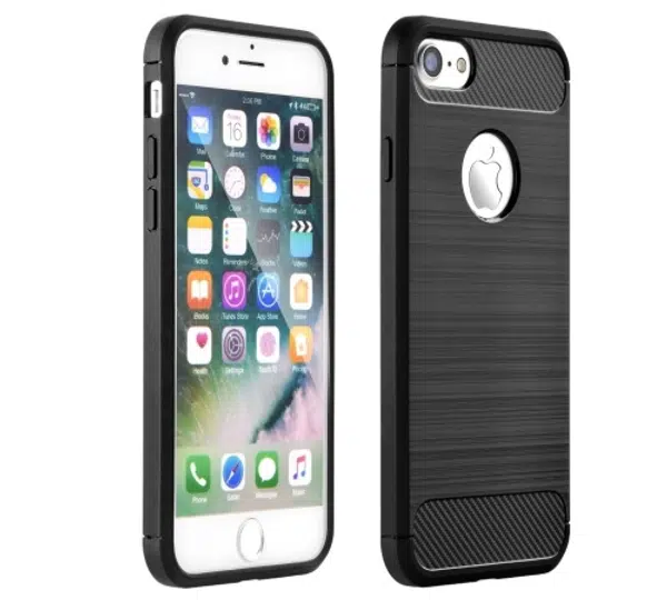 Ochranný kryt Forcell CARBON pro Apple iPhone SE (2020/2022), černá