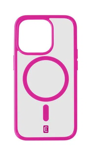 Zadní kryt Cellularline Pop Mag s podporou Magsafe pro Apple iPhone 15, transparentní / růžová