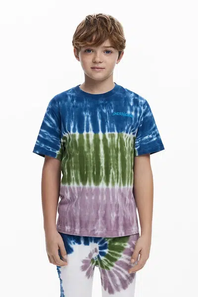 Dětské bavlněné tričko Desigual modrá barva, 25WBTK04