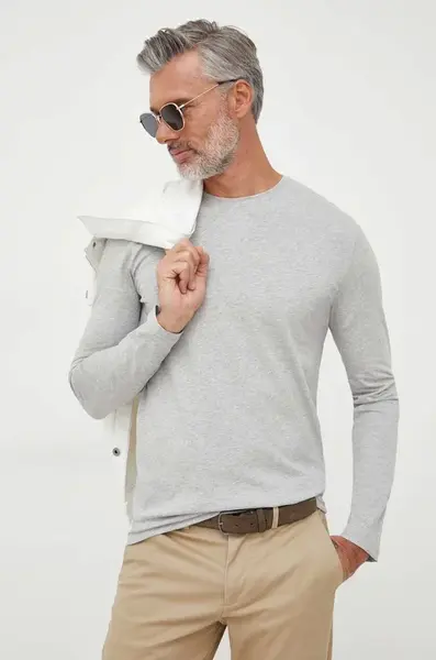 Bavlněné tričko s dlouhým rukávem United Colors of Benetton šedá barva