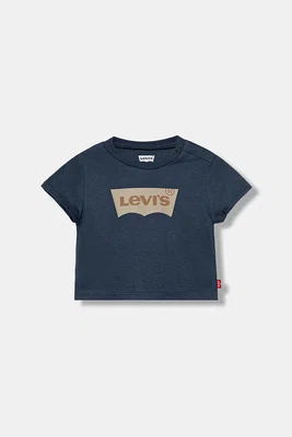 Dětské bavlněné tričko Levi's tyrkysová barva, s potiskem, 6E8157
