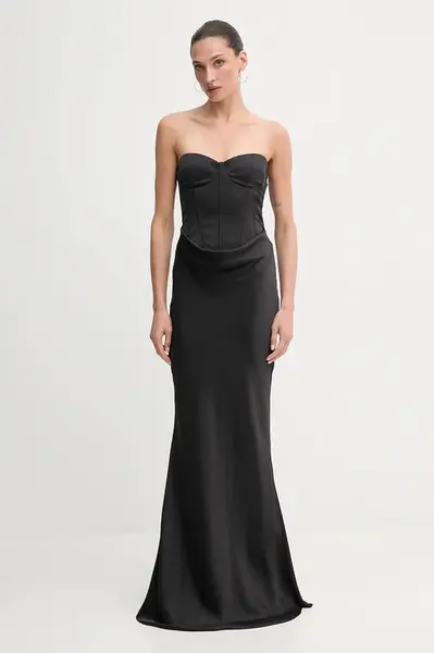 Šaty Rotate černá barva, maxi, přiléhavé, 114330100