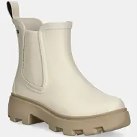 Holínky Tommy Hilfiger RUBBER FLAG CLEATED RAINBOOT dámské, béžová barva, FW0FW08637