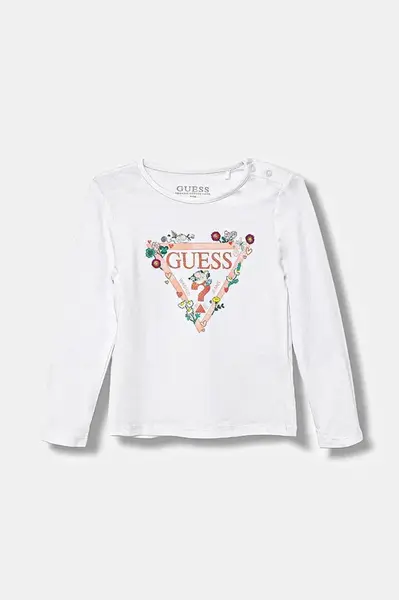 Kojenecké tričko s dlouhým rukávem Guess bílá barva, A5YI03 K6YW4
