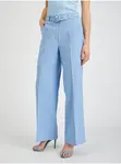 Orsay Světle modré dámské široké kalhoty s páskem - Dámské