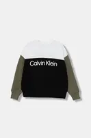 Dětská bavlněná mikina Calvin Klein Jeans černá barva, vzorovaná, IB0IB02523