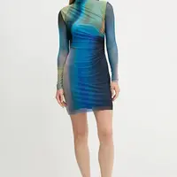 Šaty Desigual SHIRA modrá barva, mini, přiléhavé, 25WWVK43