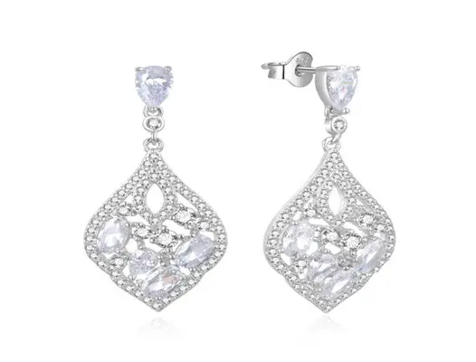 MOISS Luxusní stříbrné náušnice s čirými zirkony E0002948