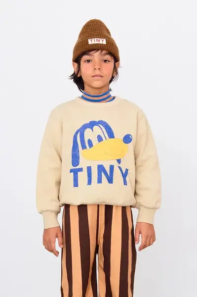 Dětská bavlněná mikina Tinycottons TINY DOG GRAPHIC SWEATSHIRT béžová barva, s potiskem, AW25-289