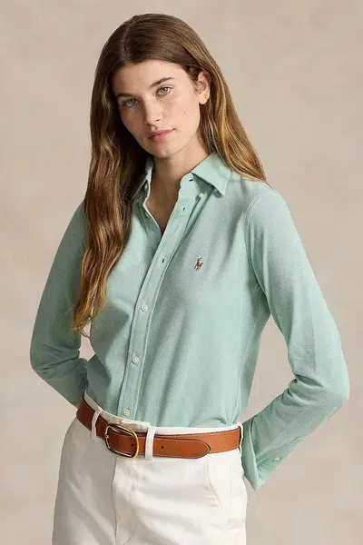 Bavlněná košile Polo Ralph Lauren zelená barva, regular, s klasickým límcem, 211924258