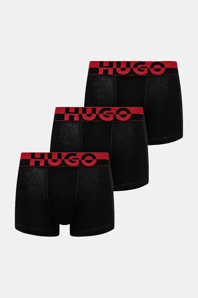 Boxerky HUGO TRUNK TR. SPLIT LOGO 3-pack černá barva, 50545667