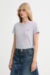 Bavlněné tričko Levi's dámské, fialová barva, 39185