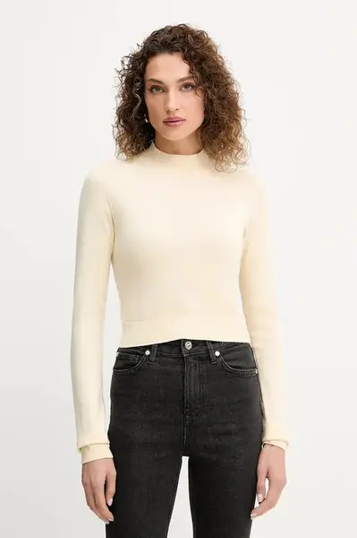 Svetr Silvian Heach LOLA dámský, béžová barva, s pologolfem, GPA25554LU