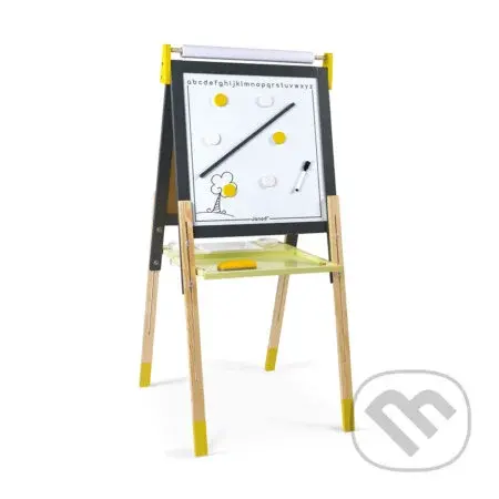 Janod magnetická tabuľa obojstranná polohovateľná žltá šedá