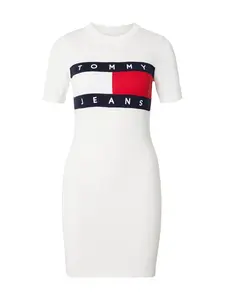 Tommy Jeans Pletené šaty  námornícka modrá / červená / biela