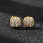 Brass Micro Pave Cubic Zirconia Stud Earrings