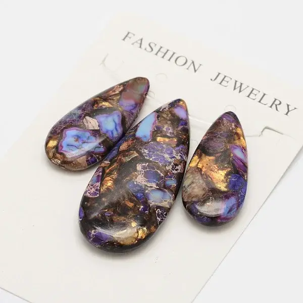 Assembled Synthetic Dyed Imperial Jasper and Bronzite Pendant Sets