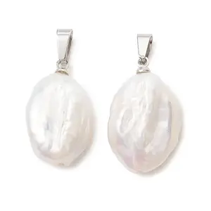 Natural Baroque Keshi Pearl Pendants