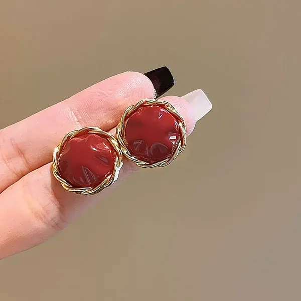 Valentine's Day Alloy & Resin Stud Earrings