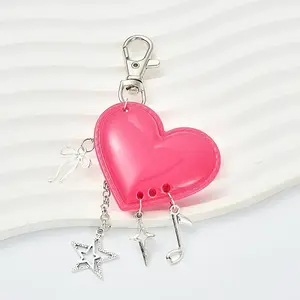 Opaque Acrylic Heart with Alloy Pendant Decorations