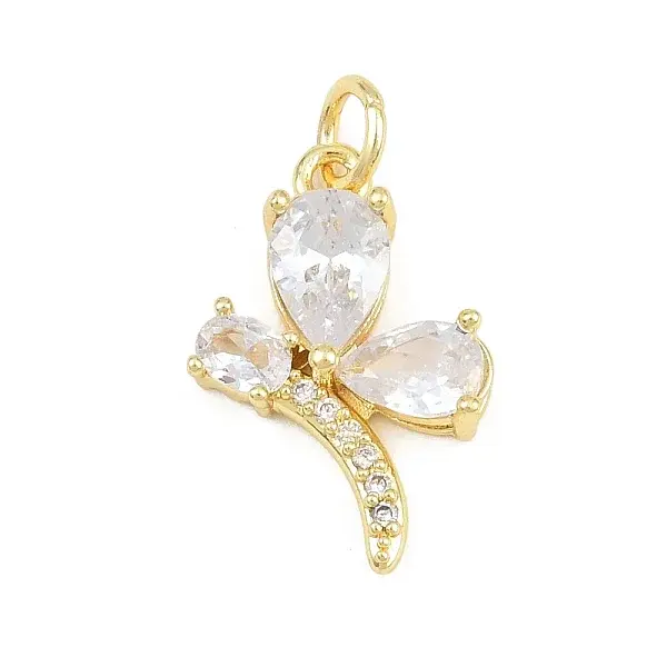 Brass Micro Pave Clear Cubic Zirconia Pendants