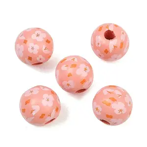 Printed Wood European Beads