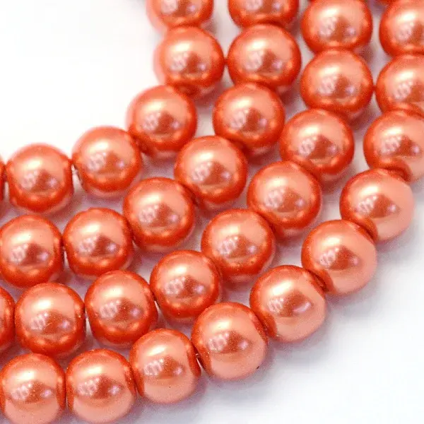 Baking Paint Pearlized Glass Pearl Round Bead Strands