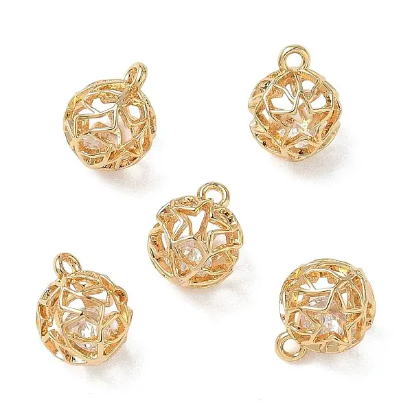 Brass Micro Pave Clear Cubic Zirconia Pendants