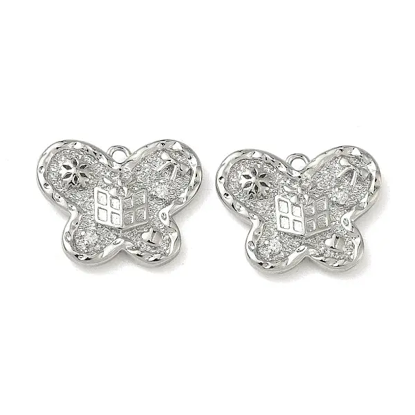 Christmas Brass Micro Pave Clear Cubic Zirconia Pendants