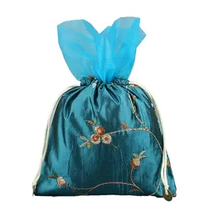 Silk Embroidery Flower Pouches