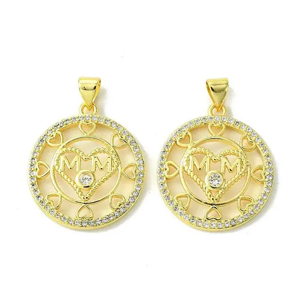 Mother's Day Brass Micro Pave Cubic Zirconia Pendants