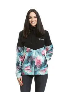 Meatfly dámská technická mikina Omni Black / Flower | Černá | Velikost XL