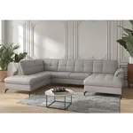 Sit & More SEDACÍ SOUPRAVA, textil, kůže, světle šedá
