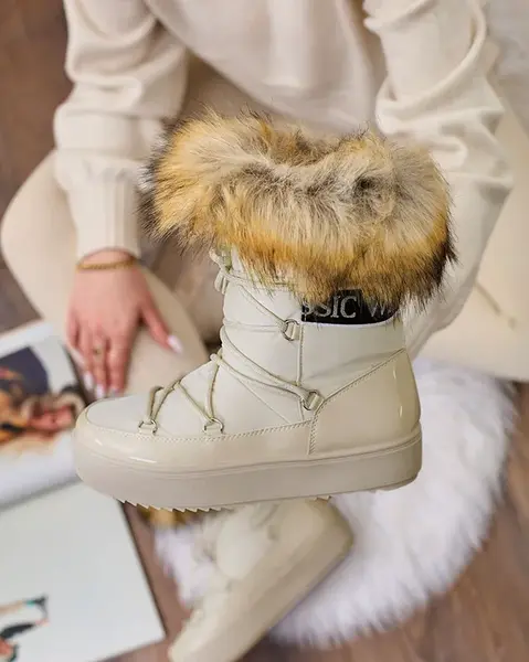 Resti Beige slip-on boots a'la snow boots for women Gomllo