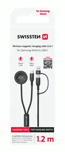 MAGNETICKÝ KABEL SWISSTEN 2v1 PRO SAMSUNG GALAXY WATCH A USB-C, USB-C (USB-A), 1.2 M, ČERNÁ