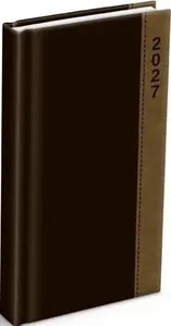 Diář 2027 D802 PU tmavě hnědý/béžový 90x170mm