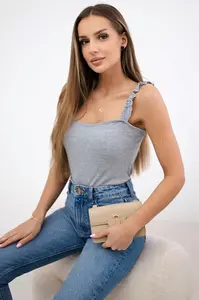 Tělová halenka na ramínka šedá