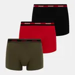 HUGO přiléhavé boxerky pánské bavlněné s elastanem TRIPLET PLANET 3-pack