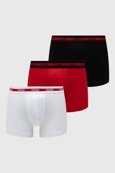 HUGO přiléhavé boxerky pánské bavlněné s elastanem TRIPLET PLANET 3-pack