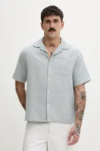 Guess Jeans košile pánská s příměsí lnu