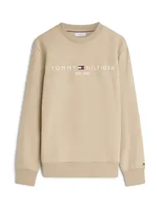 TOMMY HILFIGER Mikina 'Logo Embroidery Flex'  piesková / biela