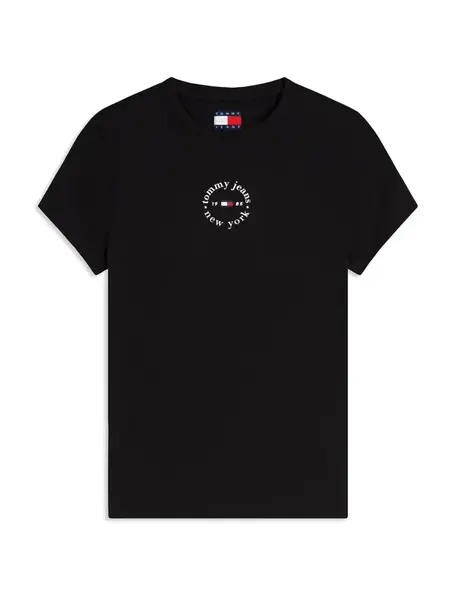 Tommy Jeans Tričko 'Logo Slim'  čierna / biela