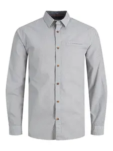 JACK & JONES Košeľa  tmavomodrá / šedobiela