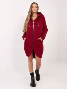 Bordová mikina s kapucňou na zips